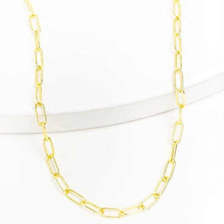 Paper Clip Chain Necklace, Brass 22k gold plated, Handmade brass jewelry